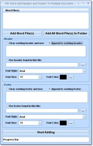 MS Word Add Headers and Footers To Multiple Docume screenshot